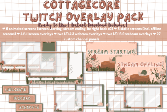 Download Cottagecore Twitch Stream Overlay Pack - Premium Resources